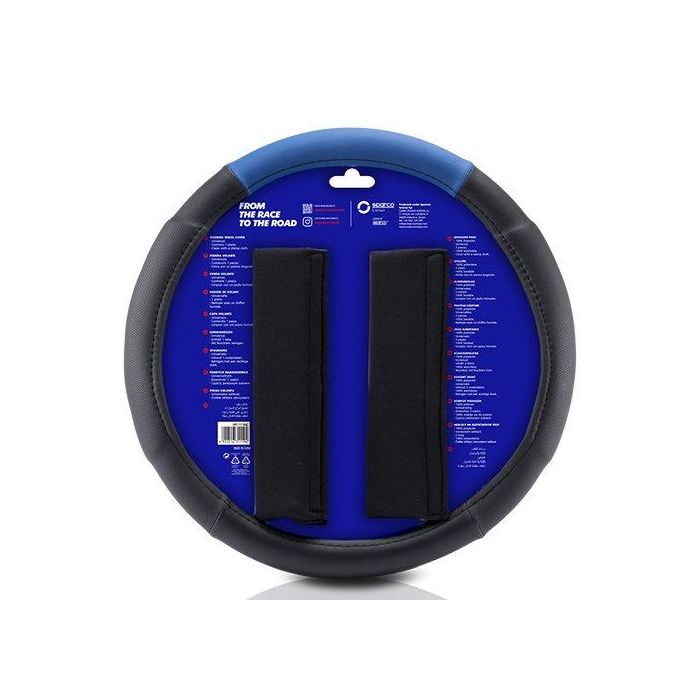 Sparco SPC1111KAZ Funda Volante y Almohadillas Universales Negro-Azul | Juego Antideslizante Lavable 100% Poliéster 2 Sparco SPC1111KAZ Funda Volante y Almohadillas Universales Negro-Azul | Juego Antideslizante Lavable 100% Poliéster 2