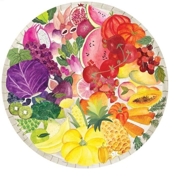 Ravensburger - Rompecabezas Redondo de 500 Piezas - Frutas y Verduras (Círculo de Colores) 2 Ravensburger - Rompecabezas Redondo de 500 Piezas - Frutas y Verduras (Círculo de Colores) 2