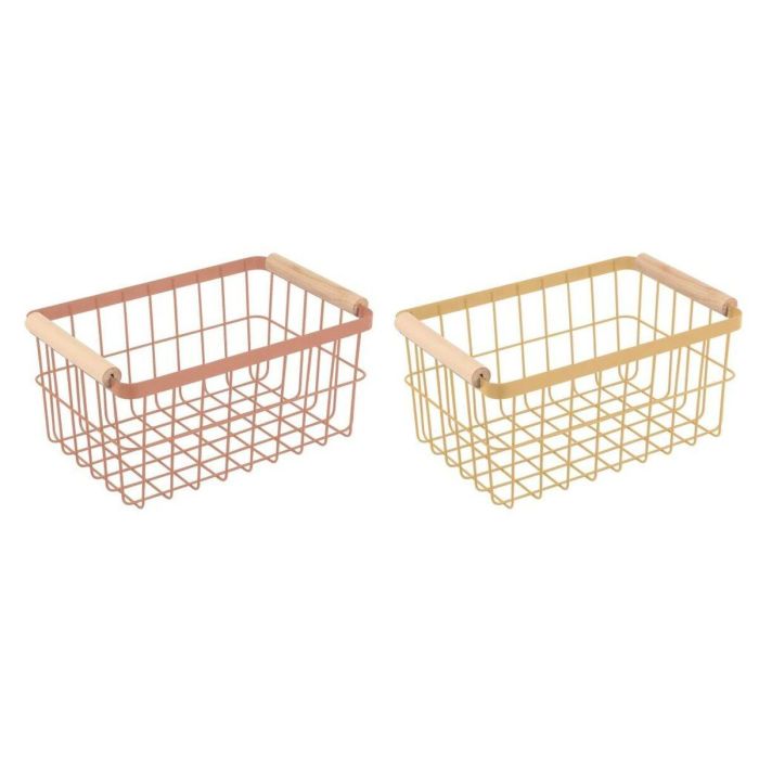 Cesta Vintage DKD Home Decor Terracota Amarillo 20 x 14.5 x 29 cm (2 Unidades)