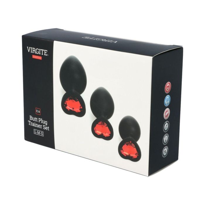 Plug Anal Virgite Negro Silicona Set 3 Piezas 8 Plug Anal Virgite Negro Silicona Set 3 Piezas 8