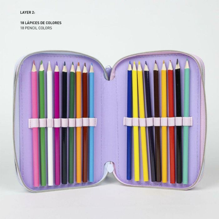Plumier Doble Stitch Lila 12,5 x 6,5 x 19,5 cm 3 Plumier Doble Stitch Lila 12,5 x 6,5 x 19,5 cm 3