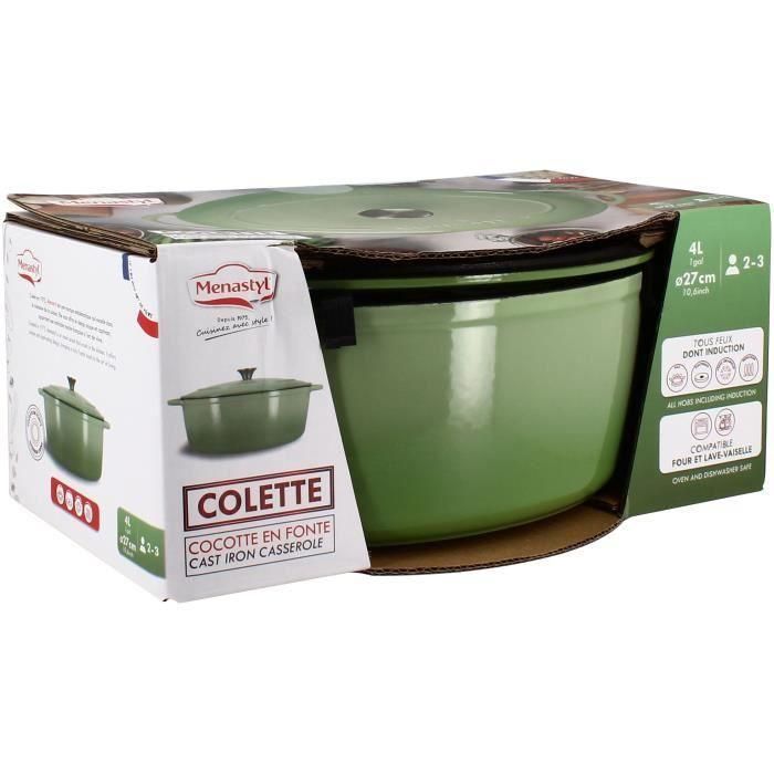 Cacerola - MENASTYL - 6020072 - Redonda - Hierro fundido esmaltado - Verde - 6,5 litros 1 Cacerola - MENASTYL - 6020072 - Redonda - Hierro fundido esmaltado - Verde - 6,5 litros 1