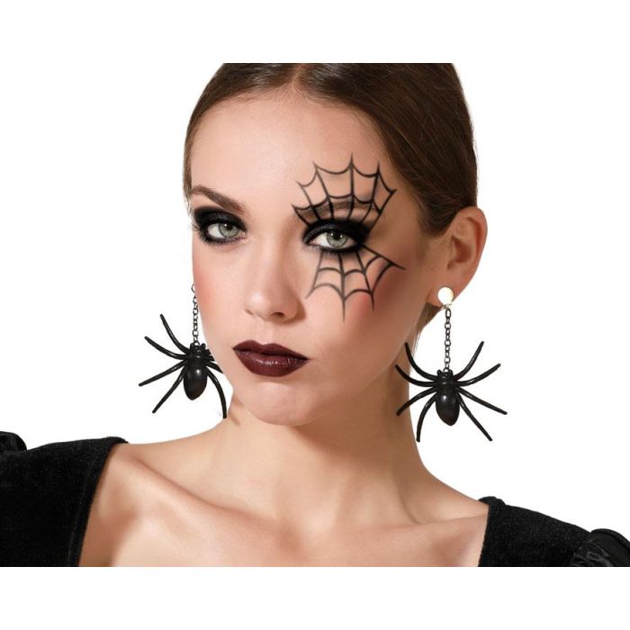 Pendientes Largos Araña Negros Mujer Adulta Halloween Disfraz Bruja Vampiresa Gótica Elegancia Oscura