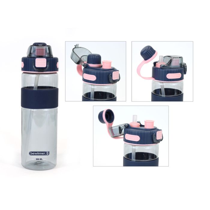 Bewinner Botella Sport Agua Transparente 900Ml 27.1 cm Alto 8.1 cm Ancho 11.5 cm Largo 3