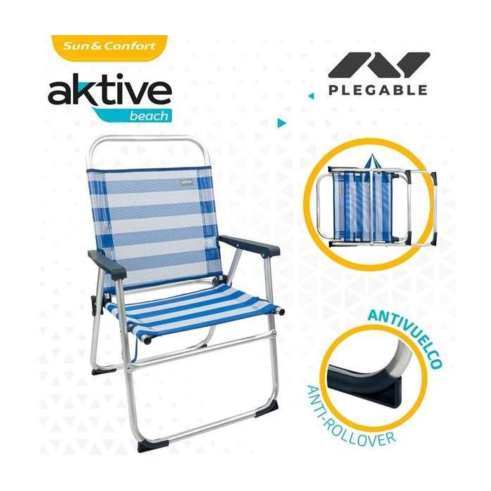 Silla playa plegable aluminio fija marinera 48x50x88 cm 4 Silla playa plegable aluminio fija marinera 48x50x88 cm 4