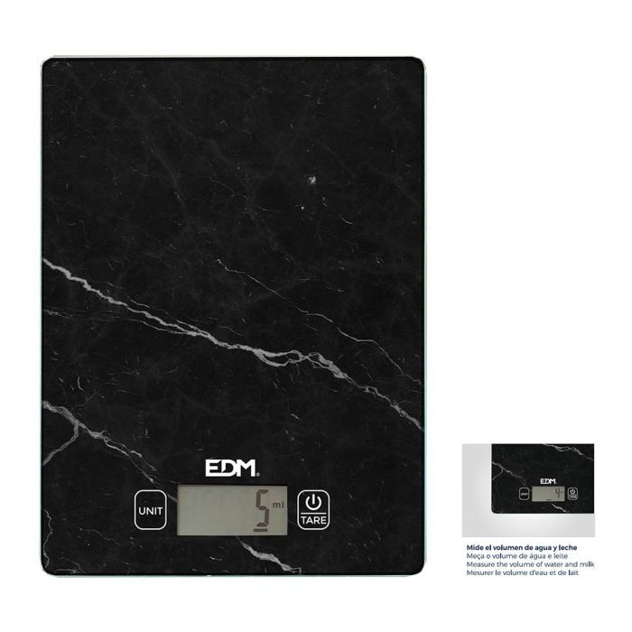 Edm Báscula Electrónica de Cocina Digital 5kg, Pantalla LCD, Medición de Volumen, Modelo 3 1