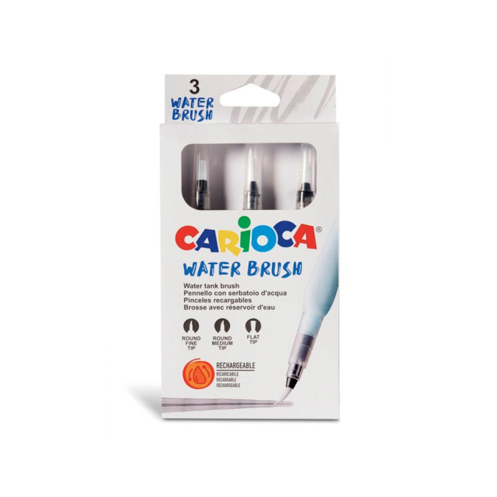 Carioca Pincel Recargable Agua Redondo Puntas Surtidas Caja de 3 Unidades 1