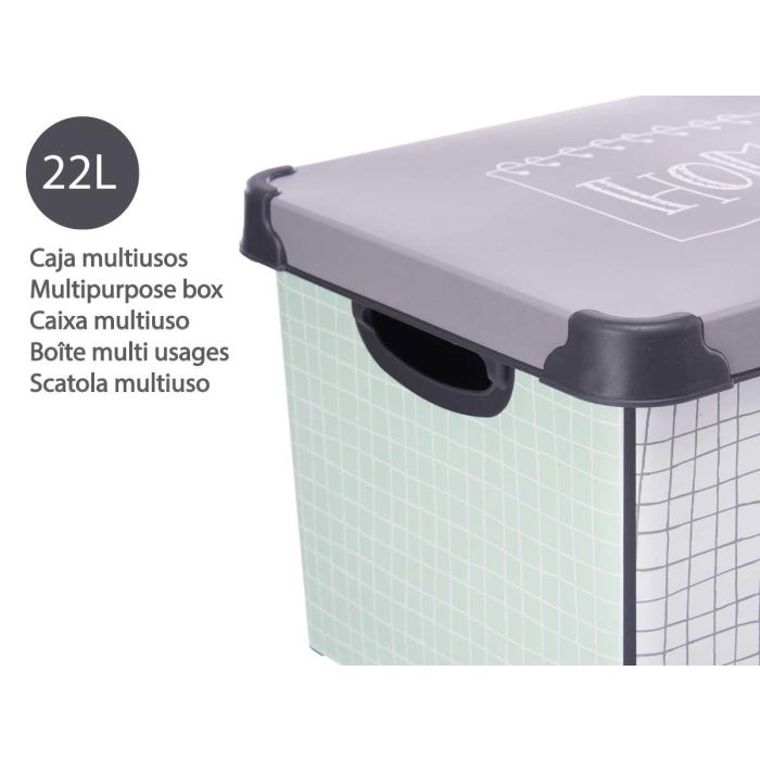 Kipit Caja Plástico Home 22L con Asa Gris 29 x 23.5 x 39 cm (Set de 12)