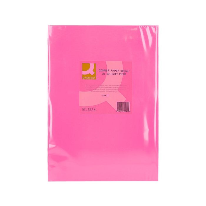 Papel Color Q-Connect Din A3 80 gr Rosa Intenso Paquete De 500 Hojas 1