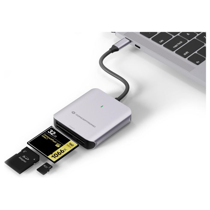 Conceptronic Lector de Tarjetas USB-C BIAN09G SD 4.0, MicroSD 4.0, CFast 2.0, USB 3.2 Gen 2, 10 Gbps