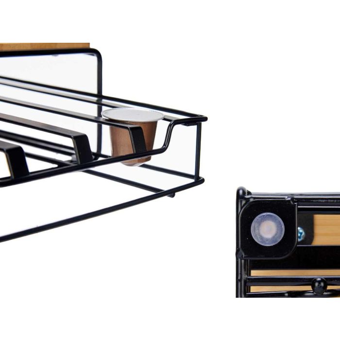 Kinvara Portacápsulas Metal Bambú para 32 Cápsulas Nespresso Pequeña 21x7.5x31 cm (Set de 6) 3