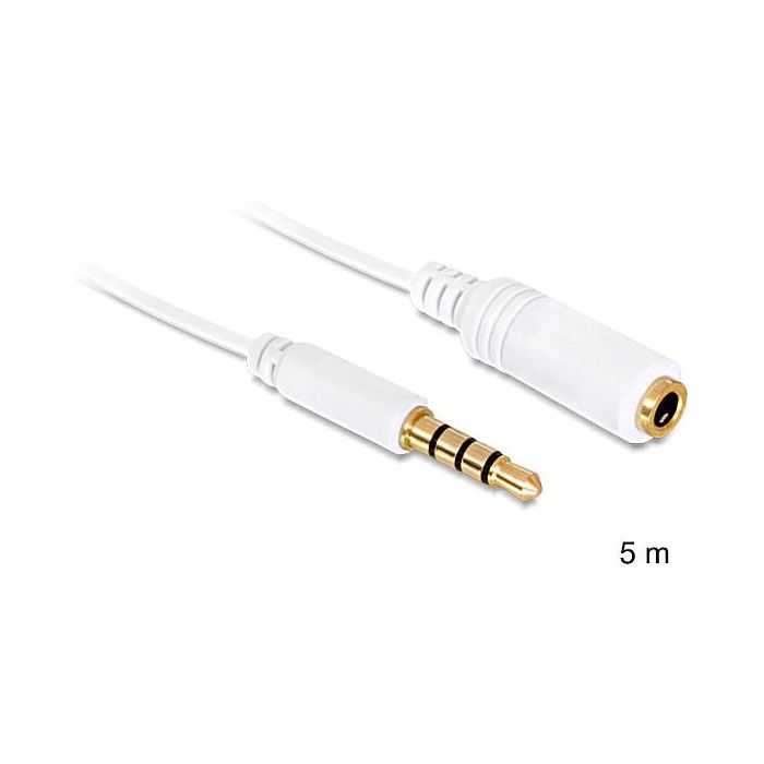 DeLOCK Cable Audio Auxiliar 3.5mm Macho a Hembra 5 Metros, 5m, Blanco 1 DeLOCK Cable Audio Auxiliar 3.5mm Macho a Hembra 5 Metros, 5m, Blanco 1