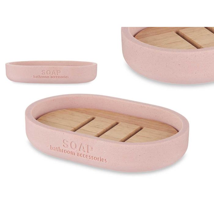 Jabonera de Resina y Bambú Rosa Berilo 12.5x2.5x8.5 cm (6 Unidades) Jabonera de Resina y Bambú Rosa Berilo 12.5x2.5x8.5 cm (6 Unidades)