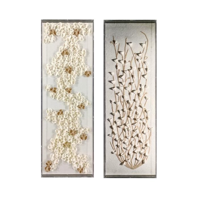 DKD Home Decor Cuadro Scandi Abstracto Blanco y Natural 120x40 cm Acrílico/Papel Mache (2 Unidades)