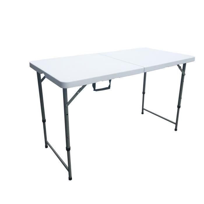 Mesa plegable - 120 cm - 4 personas - Recubrimiento en polvo en tubos de acero, entrada Ø 25 x 1 mm