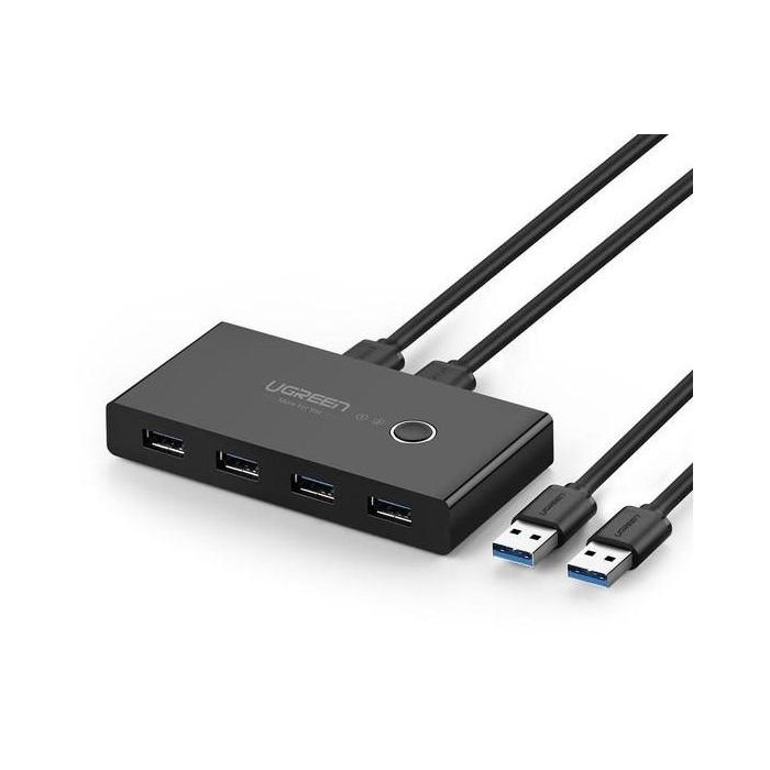 Ugreen Hub Switch USB 3.2 Gen 1 de 4 puertos, Conmutador USB Tipo-A con velocidad de transferencia de 5000 Mbit/s, Negro