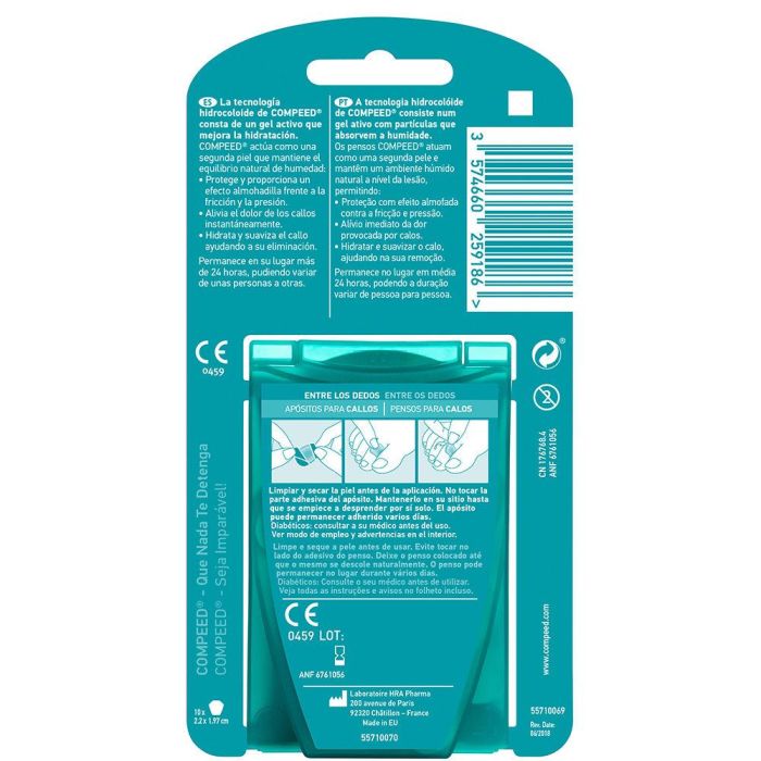 Compeed Apósitos Callos entre Dedos - Alivio del Dolor y Protección Hidrocoloide, 10 Unidades Compeed Apósitos Callos entre Dedos - Alivio del Dolor y Protección Hidrocoloide, 10 Unidades