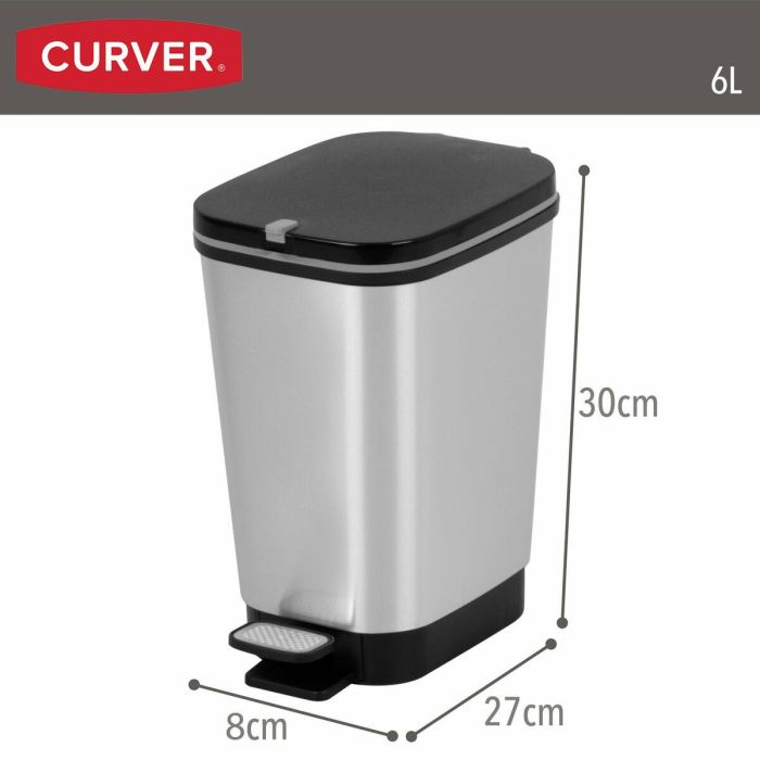 Cubo de basura Curver Gris Plástico 6 L (5 Unidades) 3 Cubo de basura Curver Gris Plástico 6 L (5 Unidades) 3