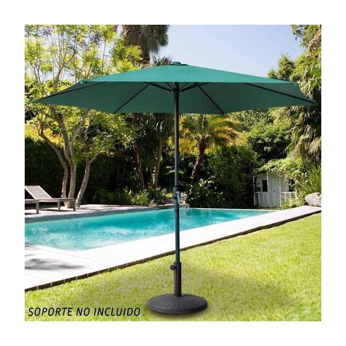 Parasol 300 cm con chimenea y mástil de aluminio 4,8 cm color verde 3 Parasol 300 cm con chimenea y mástil de aluminio 4,8 cm color verde 3