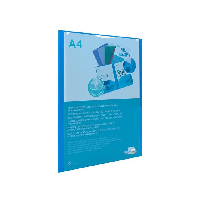 Carpeta Liderpapel Dossier Dos Bolsas Canguro 45682 Polipropileno Din A4 Azul 4