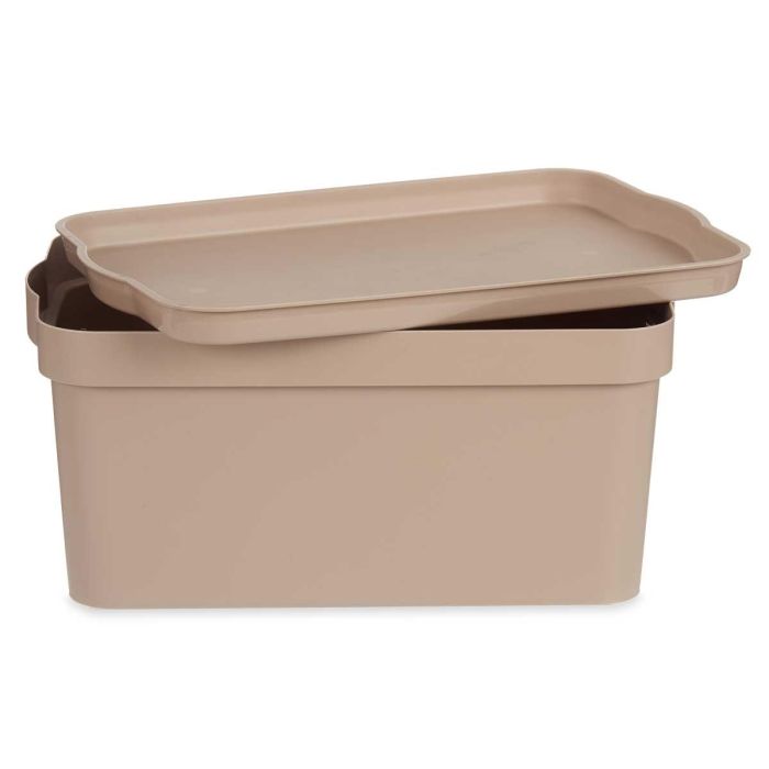 Caja Plastico Con Tapa 7,5L Beige Kipit 21X14CM (12 Unidades) 2 Caja Plastico Con Tapa 7,5L Beige Kipit 21X14CM (12 Unidades) 2