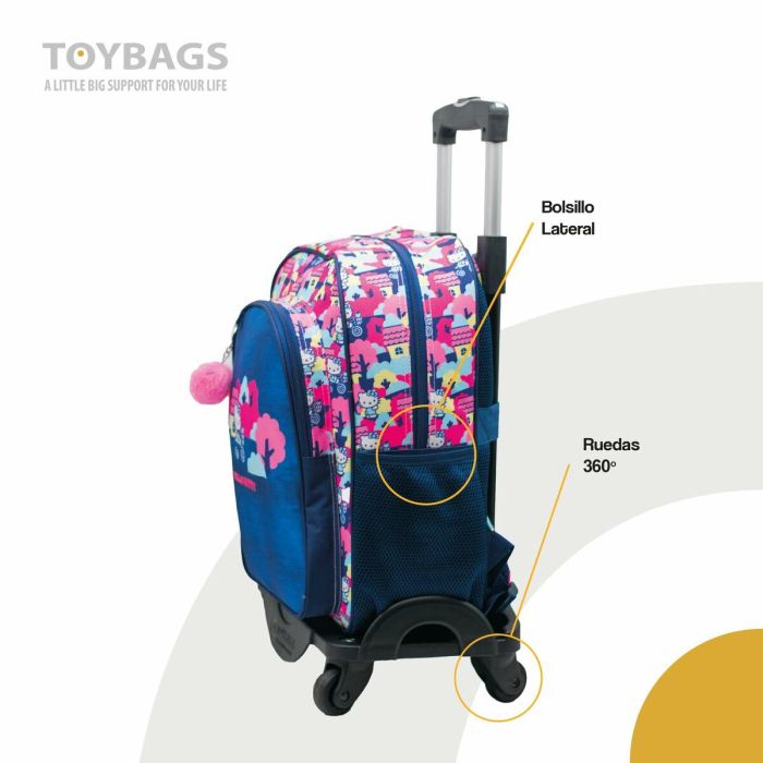 Toybags T963 Hello Kitty - Mochila Primaria con Carro Negro, Doble Compartimento, Protección Lateral y Stoper Anti Caída 44x30x20 cm 5