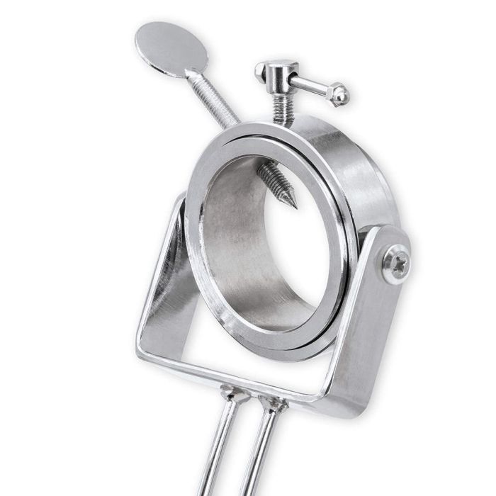 3 Claveles Jamonero Plegable y Giratorio 360º con Cabezal de Acero Inoxidable, Base de Bambú y Doble Posición para Jamón 2