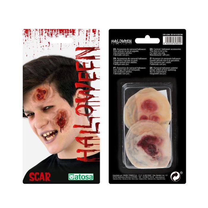 Cicatriz Postiza Realista Para Halloween 24x10 cm Con Heridas Impactantes 1