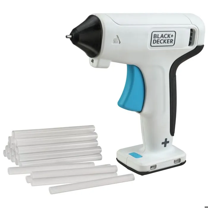 Black+Decker Pistola de Cola BCGL115-XJ 3,6V para Barra de Silicona Ø7 mm con Carga USB Tipo C y Luz LED 4