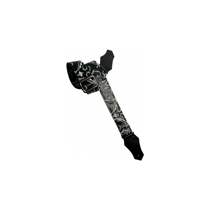 GETM Correa Guitarra Bajo Stenson Black Ajustable Hasta 165cm Polipiel Nailon Piel Negro