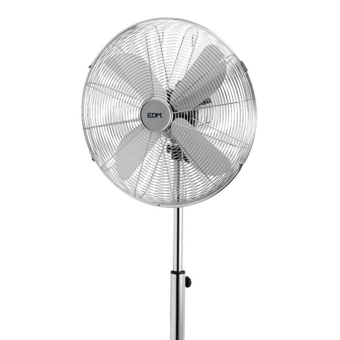 Edm Ventilador de Pie Cromado, 60 W, Aspas Ø40 cm, Altura Regulable 90-116 cm, 3 Velocidades, 4 Palas, Caudal Aire 3540 m³/h 1 Edm Ventilador de Pie Cromado, 60 W, Aspas Ø40 cm, Altura Regulable 90-116 cm, 3 Velocidades, 4 Palas, Caudal Aire 3540 m³/h 1