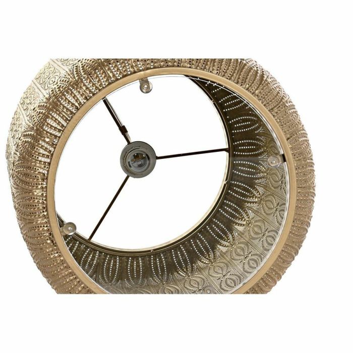 DKD Home Decor Mesita Auxiliar Árabe con Lámpara E27 Dorado de Metal 42x44x42 cm 1 DKD Home Decor Mesita Auxiliar Árabe con Lámpara E27 Dorado de Metal 42x44x42 cm 1