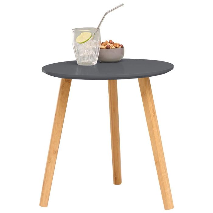 Day Mesa Auxiliar DM y Bambú Gris Castor Diámetro 40 cm Altura 40 cm 1