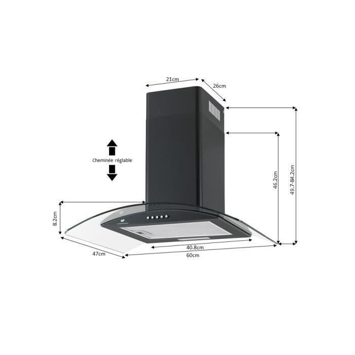 Continental Edison CEH60GB Campana Decorativa 60 cm Negro y Vidrio 4 Continental Edison CEH60GB Campana Decorativa 60 cm Negro y Vidrio 4