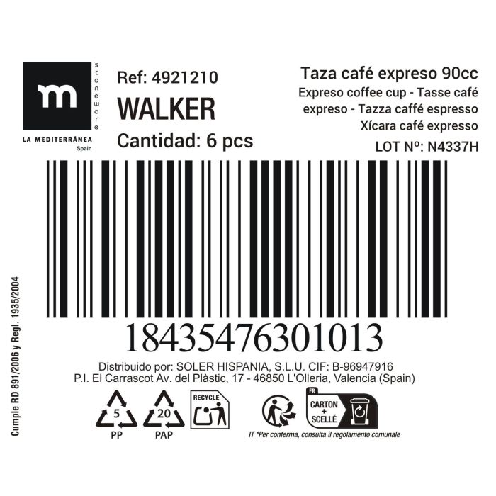 Taza de Café Expreso Walker 90 cc - Inde (36 Unidades) 4