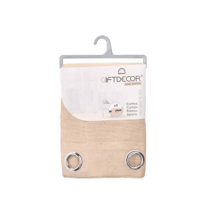 Cortina Visillo Beige 140X260 Cm Giftdecor (6 Unidades) 2 Cortina Visillo Beige 140X260 Cm Giftdecor (6 Unidades) 2