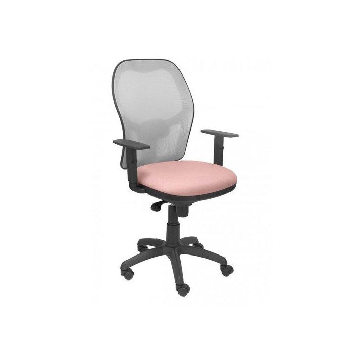 Silla Piqueras Y Crespo Jorquera Brazos Regulables Mecanismo Sincro Con Regulador De Tension Respaldo De Malla Gris Y Asiento Tapizado Bali Rosa Palido