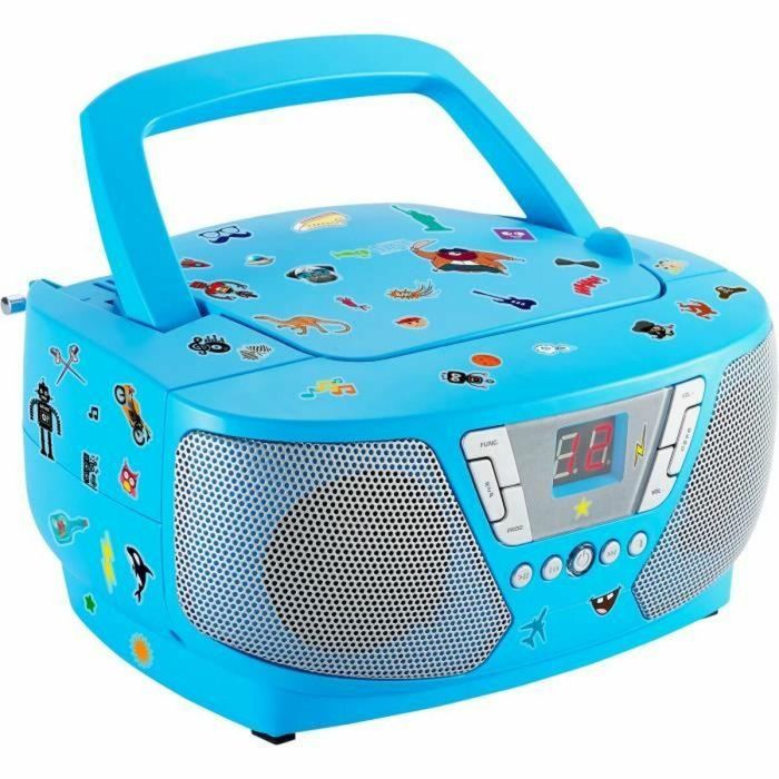 Reproductor de Radio CD Portátil - BIGBEN INTERACTIVE - CD60BLSTICK - Azul + Pegatinas 5