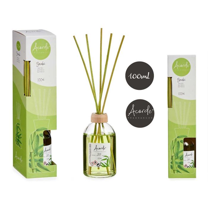Mikado 100 ml Bambú Acorde - Vidrio, Palma de Ratan, Madera, Verde (6 Unidades) Mikado 100 ml Bambú Acorde - Vidrio, Palma de Ratan, Madera, Verde (6 Unidades)