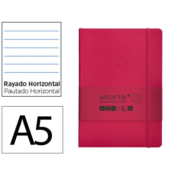 Cuaderno Con Gomilla Antartik Notes Tapa Blanda A5 Hojas Rayas Burdeos 80 Hojas 80 gr Fsc