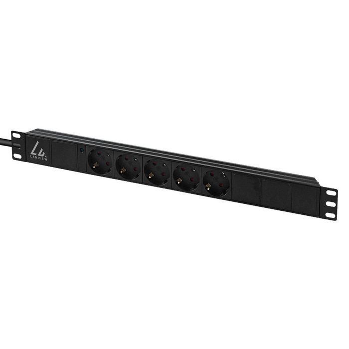Lanview Regleta de Alimentación para Rack 19" 1U con 5 Enchufes Schuko Tipo F y Cable de 3m 1
