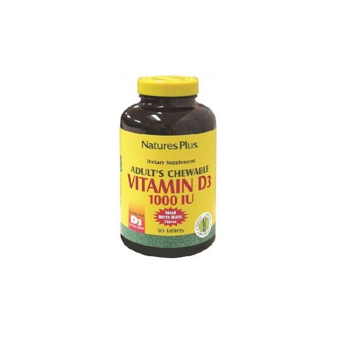 NATURES PLUS Vitamina D3 1000UI Masticable 90 Comprimidos con sabor a Frutos Rojos