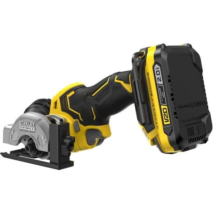 Mini Sierra Circular - STANLEY FATMAX V20 - SFMCM300D2-QW - 75 mm Brushless - Litio 18V - 2 Baterías 2Ah 2 Mini Sierra Circular - STANLEY FATMAX V20 - SFMCM300D2-QW - 75 mm Brushless - Litio 18V - 2 Baterías 2Ah 2