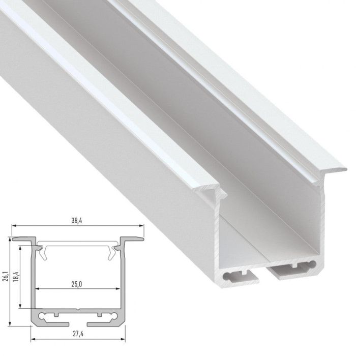 Perfíl Aluminio Tipo inDILEDA 2,02M - Anodizado Plata Perfíl Aluminio Tipo inDILEDA 2,02M - Anodizado Plata