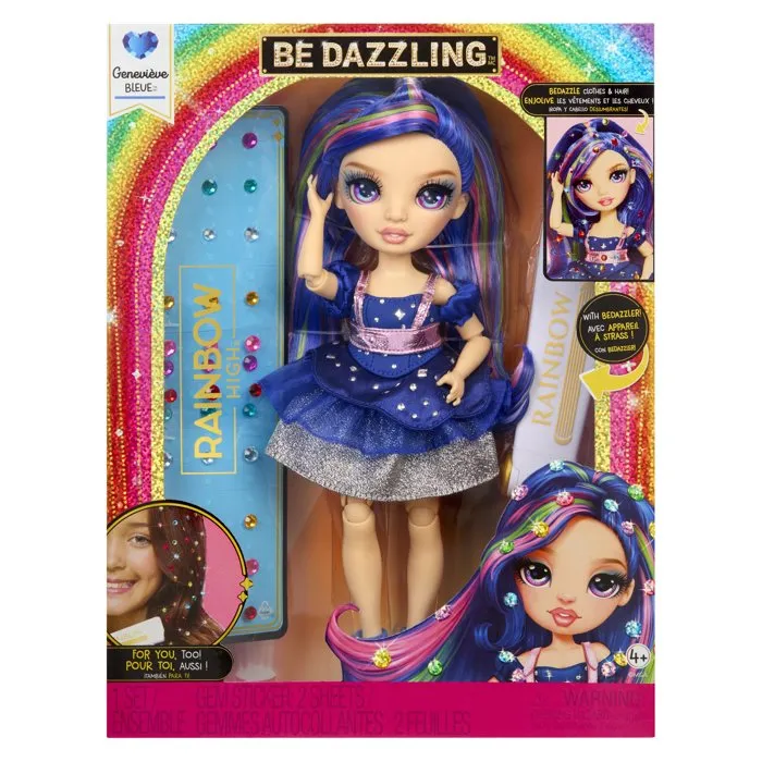 Rainbow High Muñeca Be Dazzling Fashion - Genevieve Blue 28 cm con Gemas Brillantes y Accesorios Incluidos