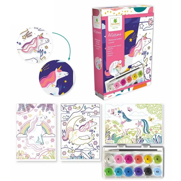 Sycomore AAAPP10908 Pintar por números Unicornios Artissimo A partir de 7 años 1