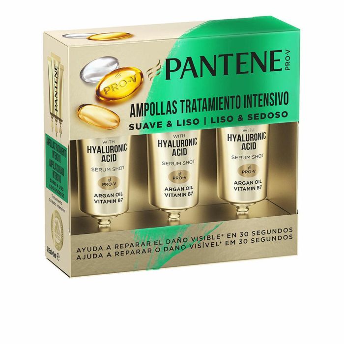 Pantene SUAVE & LISO Ampollas Tratamiento Hidratante Antiencrespamiento para Todo Tipo de Cabello 3 x 15 ml