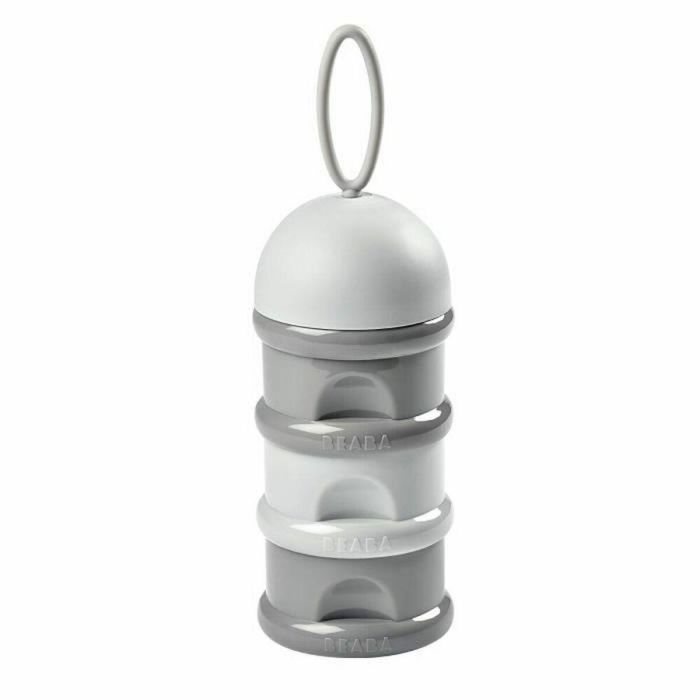 Beaba Dispensador de leche en polvo apilable, 3 compartimentos herméticos para preparar dosis, gran capacidad hasta 9 dosis - neblina clara / oscura