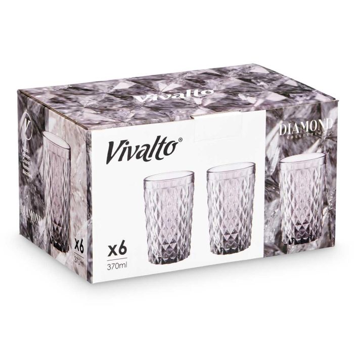 Vaso Diamante Gris 370 Ml Vivalto 8X12CM (24 Unidades) 2 Vaso Diamante Gris 370 Ml Vivalto 8X12CM (24 Unidades) 2