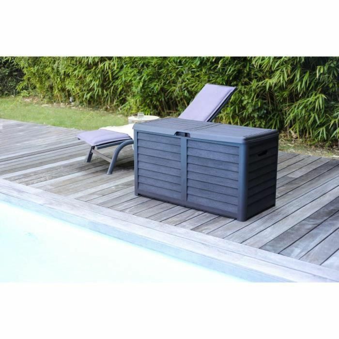 EDA 3086960221645 Arcón de Jardín Baya 420L de Plástico con Decoración Imitación Madera Gris Antracita Fabricado en Francia 5 EDA 3086960221645 Arcón de Jardín Baya 420L de Plástico con Decoración Imitación Madera Gris Antracita Fabricado en Francia 5